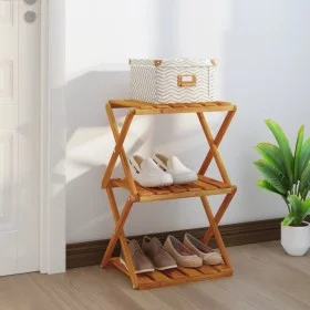 Estantería plegable 3 alturas madera acacia marrón 43x31x63 cm de vidaXL, Librerías y estanterías - Ref: Foro24-153329, Preci...