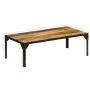 Mesa de centro de madera maciza de mango rugosa y acero 110 cm de vidaXL, Mesas de centro - Ref: Foro24-246631, Precio: 146,6...