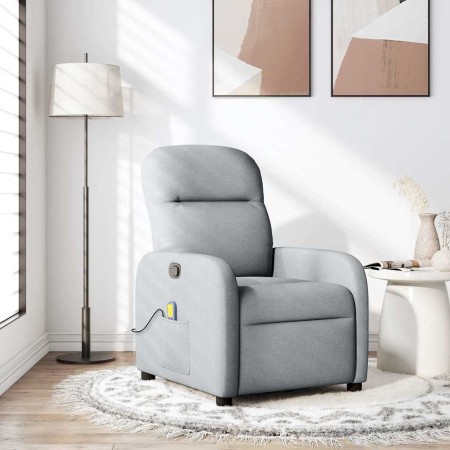 Sillón reclinable de masaje de tela gris claro en Sillones | Comprar online en Foru.es