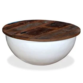 Mesa de centro de madera maciza reciclada blanca forma de bol de vidaXL, Mesas de centro - Ref: Foro24-245258, Precio: 146,36...