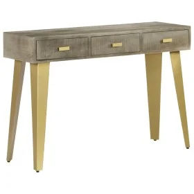 Solid mango wood console table with gray brass 110x35x76 cm by vidaXL, Side tables - Ref: Foro24-246682, Price: 162,26 €, Dis...