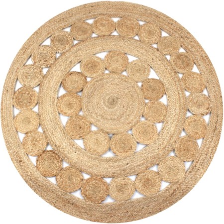 Alfombra redonda con diseño yute trenzado 150 cm de vidaXL, Alfombras - Ref: Foro24-245344, Precio: 60,98 €, Descuento: %
