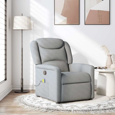 Sillón reclinable de masaje de tela gris claro en Sillones | Comprar online en Foru.es