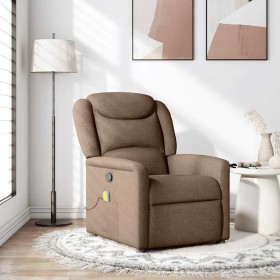 Sillón reclinable con masaje de tela marrón en Sillones | Comprar online en Foru.es