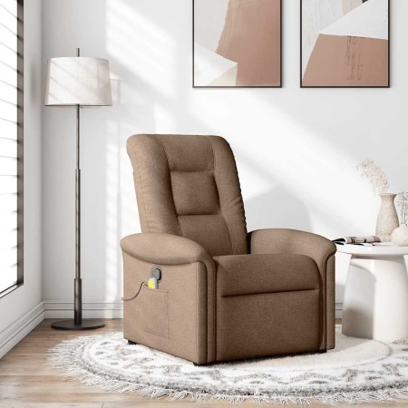 Sillón reclinable con masaje de tela marrón en Sillones | Comprar online en Foru.es