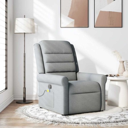 Sillón reclinable de masaje de tela gris claro en Sillones | Comprar online en Foru.es