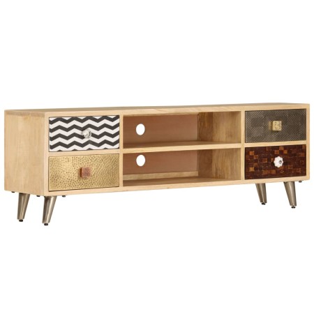 Mueble de TV de madera maciza de mango 120x30x40 cm de vidaXL, Muebles TV - Ref: Foro24-247340, Precio: 157,23 €, Descuento: %