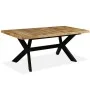 Mesa de comedor madera maciza de mango y cruz de acero 180 cm de vidaXL, Mesas de cocina y de comedor - Ref: Foro24-244805, P...