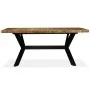 Mesa de comedor madera maciza de mango y cruz de acero 180 cm de vidaXL, Mesas de cocina y de comedor - Ref: Foro24-244805, P...