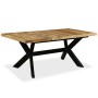 Mesa de comedor madera maciza de mango y cruz de acero 180 cm de vidaXL, Mesas de cocina y de comedor - Ref: Foro24-244805, P...