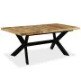 Mesa de comedor madera maciza de mango y cruz de acero 180 cm de vidaXL, Mesas de cocina y de comedor - Ref: Foro24-244805, P...