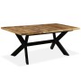 Mesa de comedor madera maciza de mango y cruz de acero 180 cm de vidaXL, Mesas de cocina y de comedor - Ref: Foro24-244805, P...