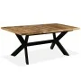 Mesa de comedor madera maciza de mango y cruz de acero 180 cm de vidaXL, Mesas de cocina y de comedor - Ref: Foro24-244805, P...