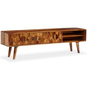 Mueble de TV de madera maciza de sheesham 140x30x40 cm de vidaXL, Muebles TV - Ref: Foro24-244683, Precio: 283,79 €, Descuent...