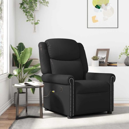 Sillón reclinable de cuero sintético negro brillante en Sillones | Comprar online en Foru.es