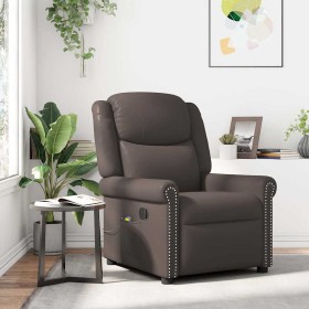 Sillón reclinable de cuero sintético marrón brillante en Sillones | Comprar online en Foru.es