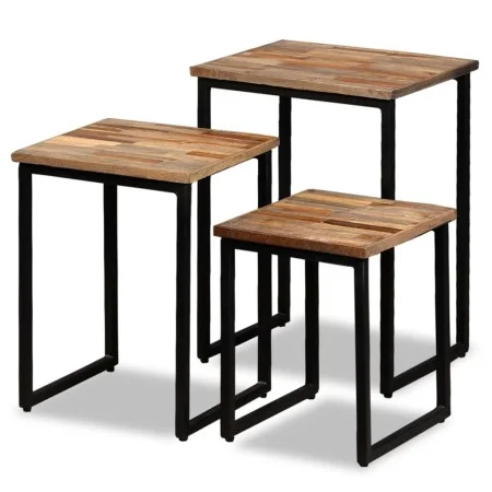 Stapelbare Couchtische 3 Einheiten aus massivem recyceltem Teakholz von vidaXL, Couchtisch - Ref: Foro24-245407, Preis: 140,6...