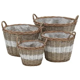 Arriate de mimbre con forro de PE 4 unidades de vidaXL, Maceteros y jardineras - Ref: Foro24-246830, Precio: 74,52 €, Descuen...