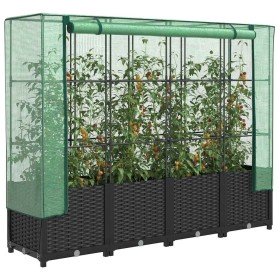Jardinera elevada con cubierta de invernadero aspecto ratán 160x40x138 cm en Macetas y jardineras | Comprar online en Foru.es