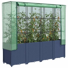 Jardinera elevada con cubierta de invernadero aspecto ratán 160x40x153 cm en Macetas y jardineras | Comprar online en Foru.es
