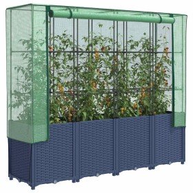 Jardinera elevada con cubierta de invernadero aspecto ratán 160x40x153 cm en Macetas y jardineras | Comprar online en Foru.es