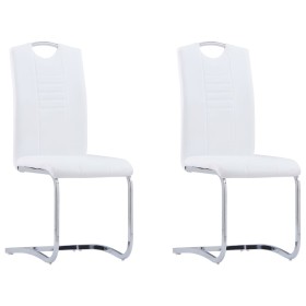Sillas de comedor voladizas 2 unidades cuero sintético blanco de vidaXL, Sillas de comedor - Ref: Foro24-281777, Precio: 158,...