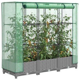 Arriate con cubierta invernadero aspecto ratán 120x40x123 cm en Macetas y jardineras | Comprar online en Foru.es
