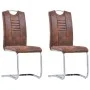Sillas comedor voladizas 2 uds piel de ante artificial marrón de vidaXL, Sillas de comedor - Ref: Foro24-281783, Precio: 147,...