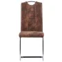 Sillas comedor voladizas 2 uds piel de ante artificial marrón de vidaXL, Sillas de comedor - Ref: Foro24-281783, Precio: 147,...
