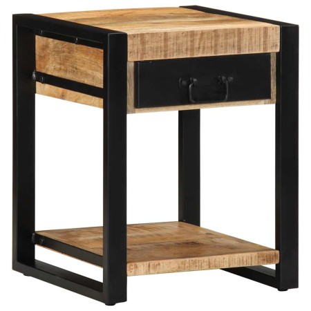 Mesa auxiliar madera maciza de mango rugosa 40x40x50 cm en Mesas auxiliares | Comprar online en Foru.es