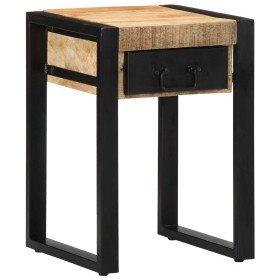 Mesa auxiliar madera maciza de mango rugosa 35x35x50 cm en Mesas auxiliares | Comprar online en Foru.es