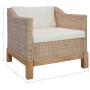 Sillón con cojines ratán natural de vidaXL, Sillones - Ref: Foro24-283075, Precio: 268,32 €, Descuento: %