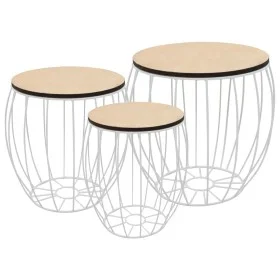Set mesas de centro 3 uds madera contrachapada de álamo hierro de vidaXL, Mesas de centro - Ref: Foro24-246837, Precio: 74,25...
