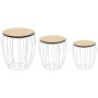 Set mesas de centro 3 uds madera contrachapada de álamo hierro de vidaXL, Mesas de centro - Ref: Foro24-246837, Precio: 75,60...