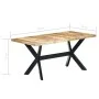 Mesa de comedor madera maciza de mango rugosa 160x80x75 cm de vidaXL, Mesas de cocina y de comedor - Ref: Foro24-247433, Prec...