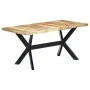 Mesa de comedor madera maciza de mango rugosa 160x80x75 cm de vidaXL, Mesas de cocina y de comedor - Ref: Foro24-247433, Prec...