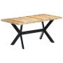 Mesa de comedor madera maciza de mango rugosa 160x80x75 cm de vidaXL, Mesas de cocina y de comedor - Ref: Foro24-247433, Prec...