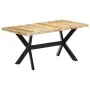 Mesa de comedor madera maciza de mango rugosa 160x80x75 cm de vidaXL, Mesas de cocina y de comedor - Ref: Foro24-247433, Prec...