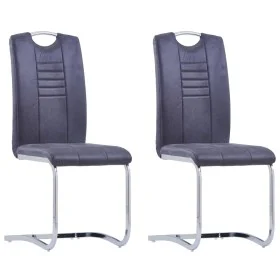 Sillas de comedor voladizas 2 uds piel de ante artificial gris de vidaXL, Sillas de comedor - Ref: Foro24-281785, Precio: 150...
