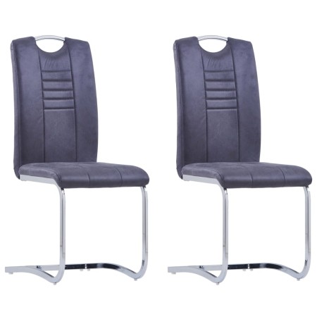 Sillas de comedor voladizas 2 uds piel de ante artificial gris de vidaXL, Sillas de comedor - Ref: Foro24-281785, Precio: 142...