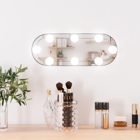 Espejo de pared ovalado con luces LED vidrio 15x40 cm de vidaXL, Espejos - Ref: Foro24-3189158, Precio: 27,01 €, Descuento: %