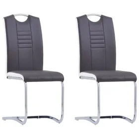 Sillas de comedor voladizas 2 unidades cuero sintético gris de vidaXL, Sillas de comedor - Ref: Foro24-281773, Precio: 153,20...