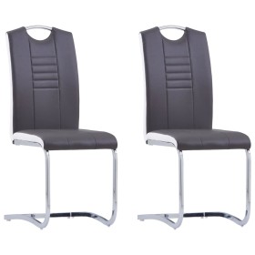 Sillas de comedor voladizas 2 unidades cuero sintético gris de vidaXL, Sillas de comedor - Ref: Foro24-281773, Precio: 145,04...