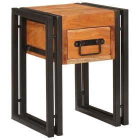 Mesa Auxiliar con cajón 30 x 30 x 40 cm Madera de Acacia Sólida en Mesas auxiliares | Comprar online en Foru.es
