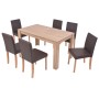Sillas y mesa de comedor 7 pzas roble y cuero artificial marrón de vidaXL, muebles para cocinas y comedores - Ref: Foro24-243...