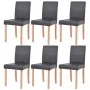 Conjunto de comedor 7 piezas de roble y cuero artificial negro de vidaXL, muebles para cocinas y comedores - Ref: Foro24-2435...
