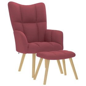 Sillón de relax con taburete tela rojo tinto en Sillones | Comprar online en Foru.es