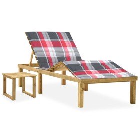 Tumbona de jardín con mesa y cojín de madera de pino impregnada en Tumbonas | Comprar online en Foru.es