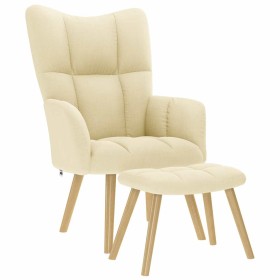 Sillón de relax con taburete tela color crema en Sillones | Comprar online en Foru.es