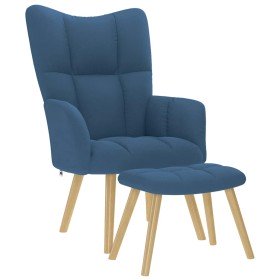 Sillón de relax con taburete tela azul en Sillones | Comprar online en Foru.es